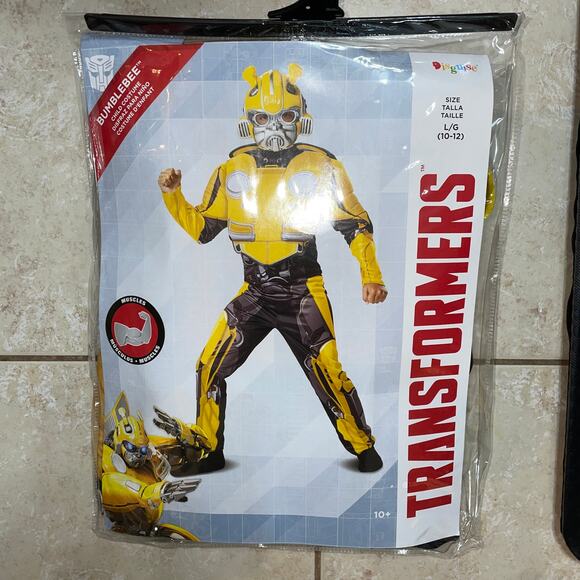 BOYS TRANSFORMERS BUMBLEBEE MUSCLE HALLOWEEN COSTUME L NEW - Picture 1 of 2